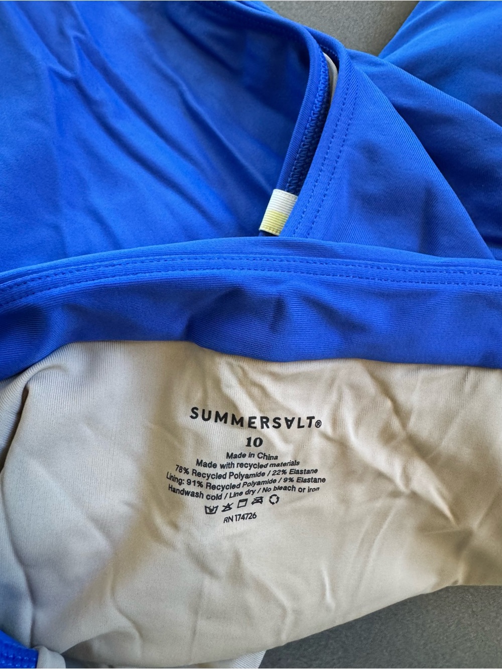 Womens Royal Blue One-Piece Swimsuit - V-Neck - Picture 3 of 3